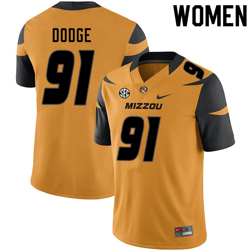 Women #91 Josh Dodge Missouri Tigers College Football Jerseys Sale-Yellow